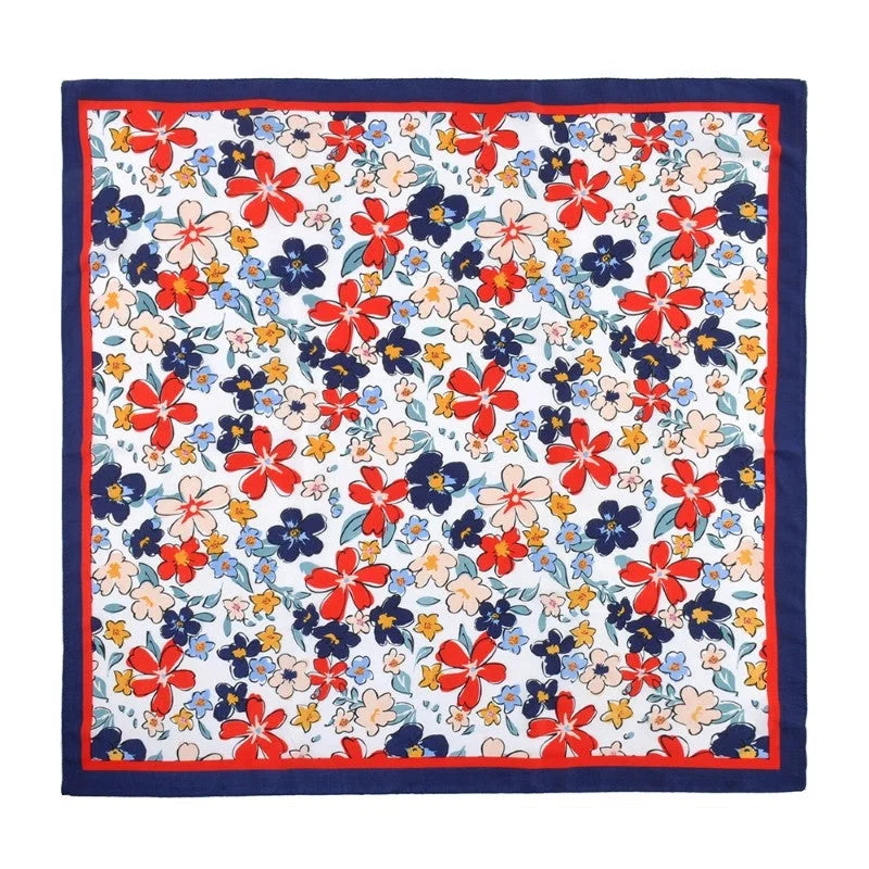 Multi Flower Print Bandana Scarf - SCARVES