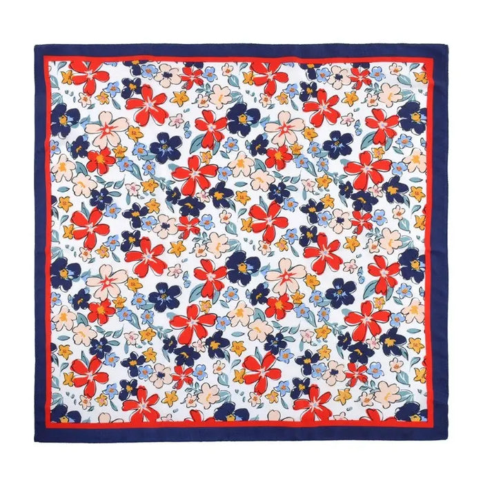 Multi Flower Print Bandana Scarf - SCARVES