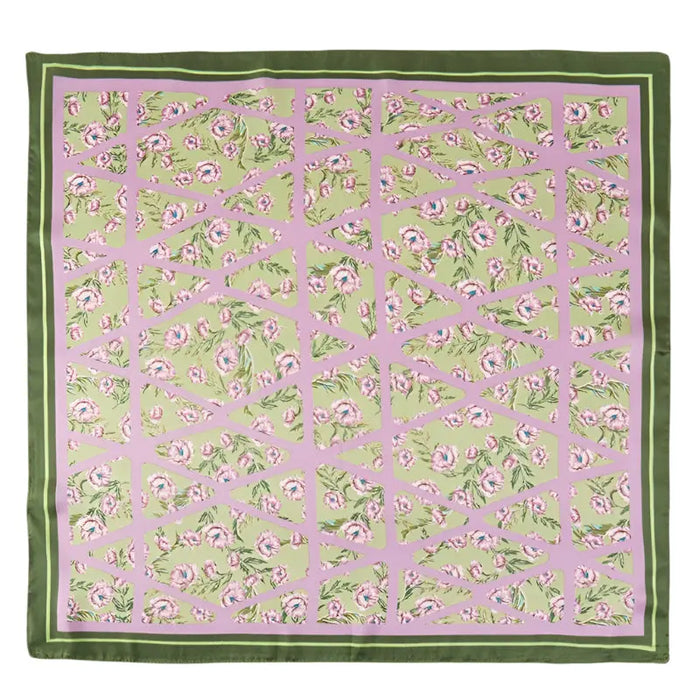 Multi Flower Print Scarf - Green - SCARVES