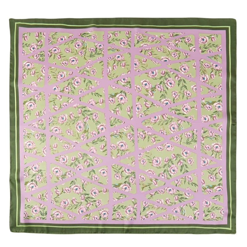 Multi Flower Print Scarf - Green - SCARVES