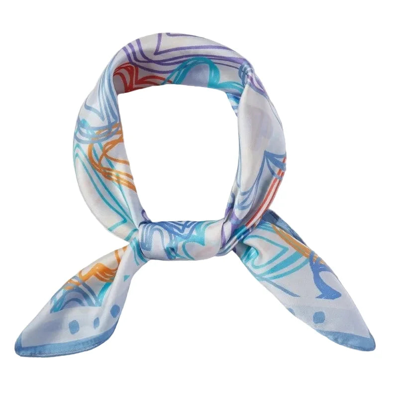 Multicolor Heart Print Square Bandana Scarf