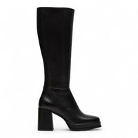 Mystery Black Leather Women’s Block Heel Platform Boot - Black / 6 - BOOTS