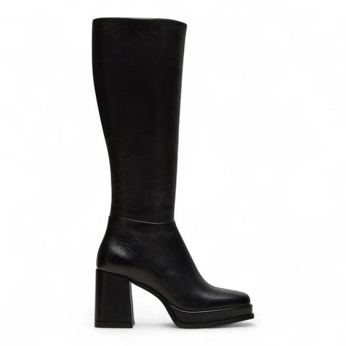 Mystery Black Leather Women’s Block Heel Platform Boot - Black / 6 - BOOTS