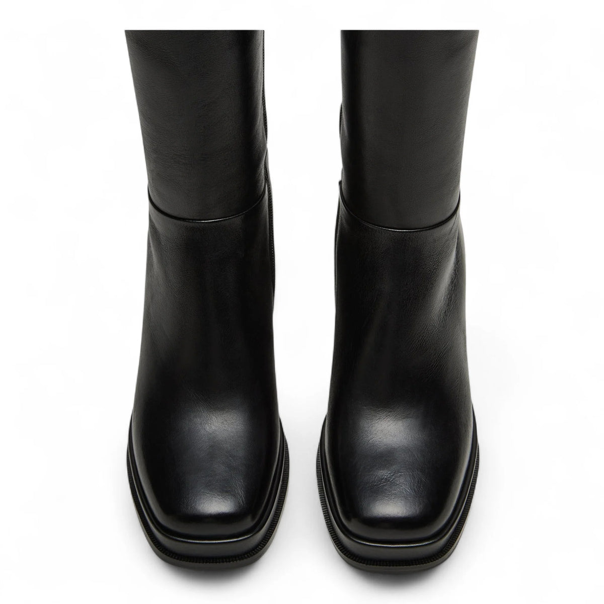 Mystery Black Leather Women’s Block Heel Platform Boot - BOOTS