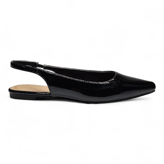 Nior Elegance Snip Toe Slingback Flat - Black