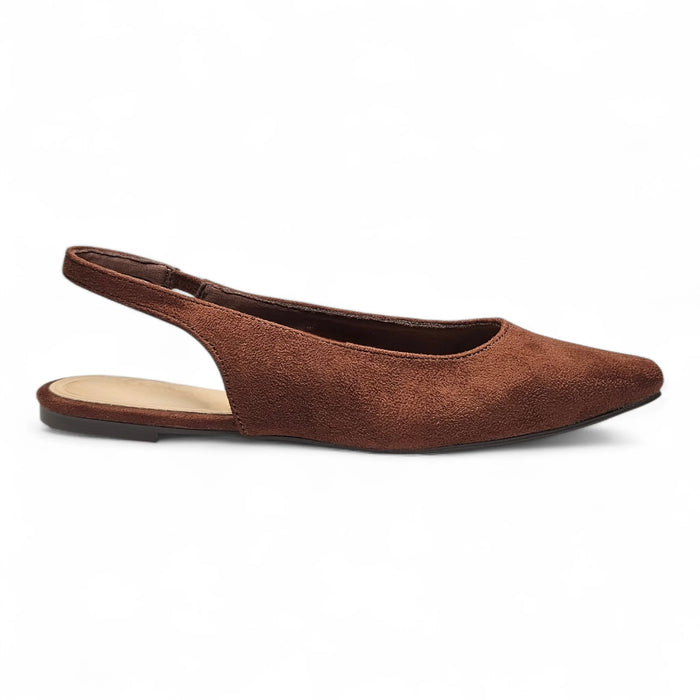 Nior Elegance Snip Toe Slingback Flat - Brown