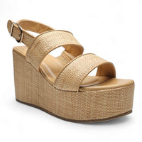 Beige Nopal Two Band Wedge sandal with two straps for stylish comfort