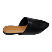 Black leather slip-on mule with a pointed toe from On The Go Mule collection