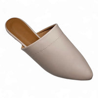 Beige leather slip-on mule with pointed toe from On The Go Mule collection