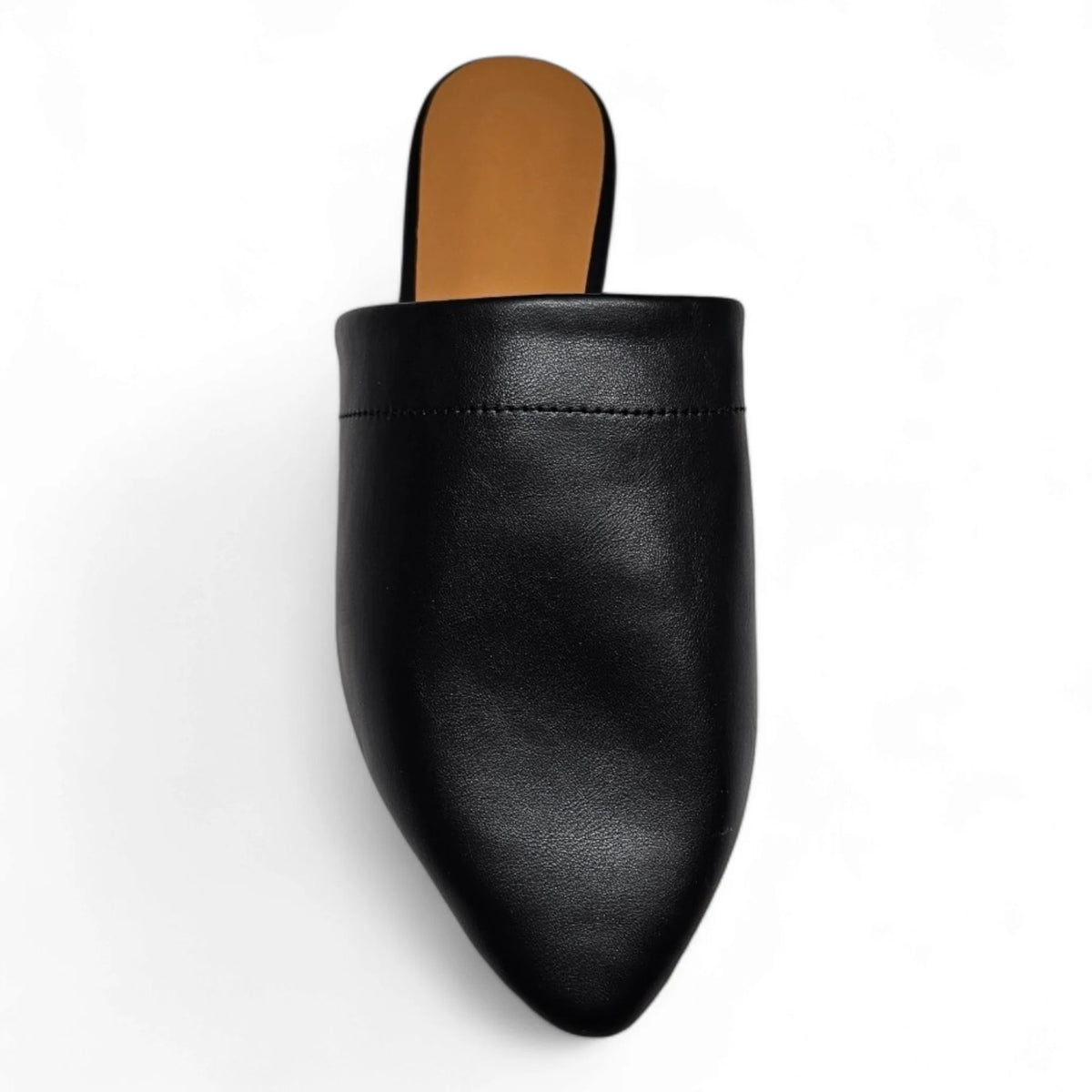 Black leather slip-on mule with pointed toe from the On The Go Mule collection