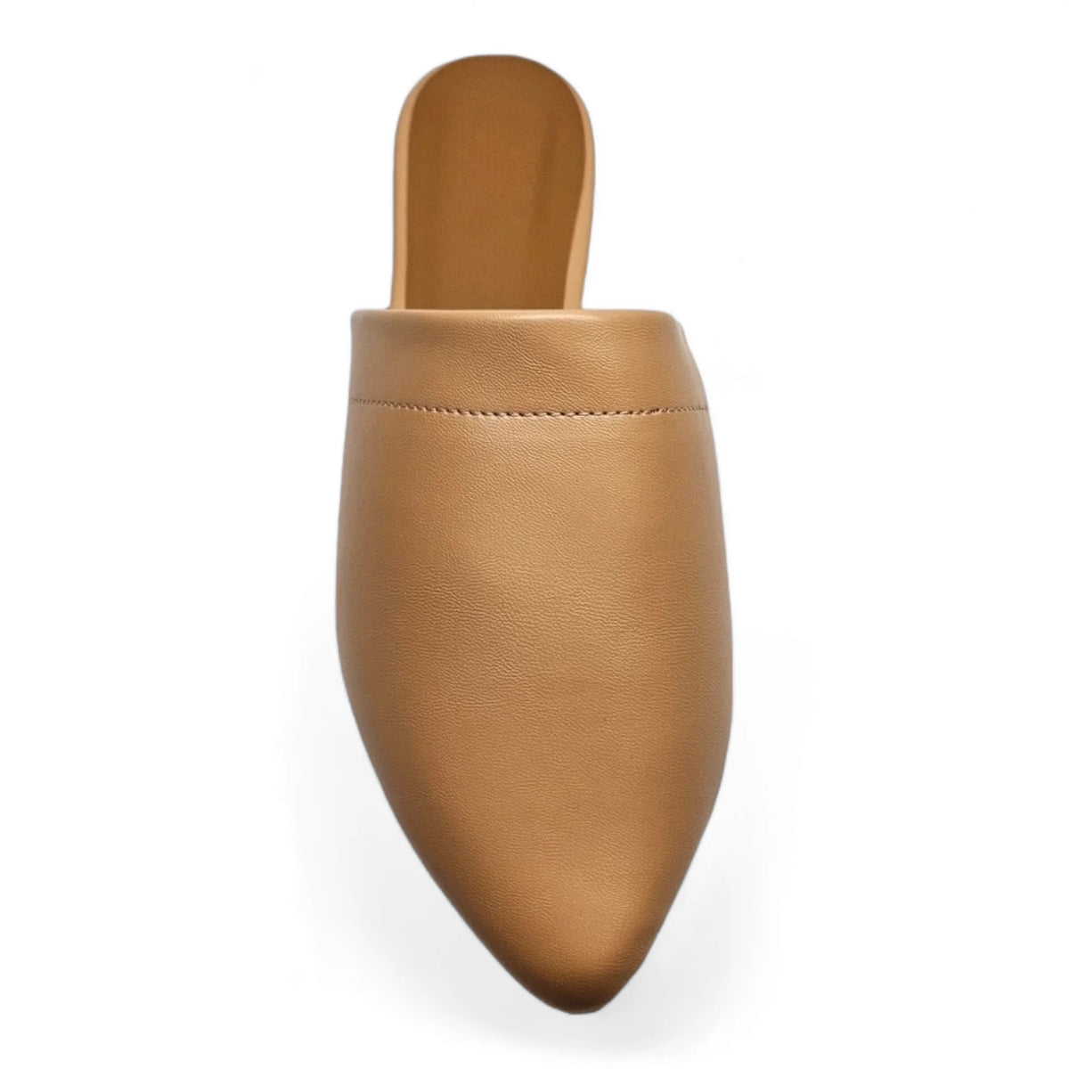 Tan leather slip-on mule with pointed toe from On The Go Mule collection