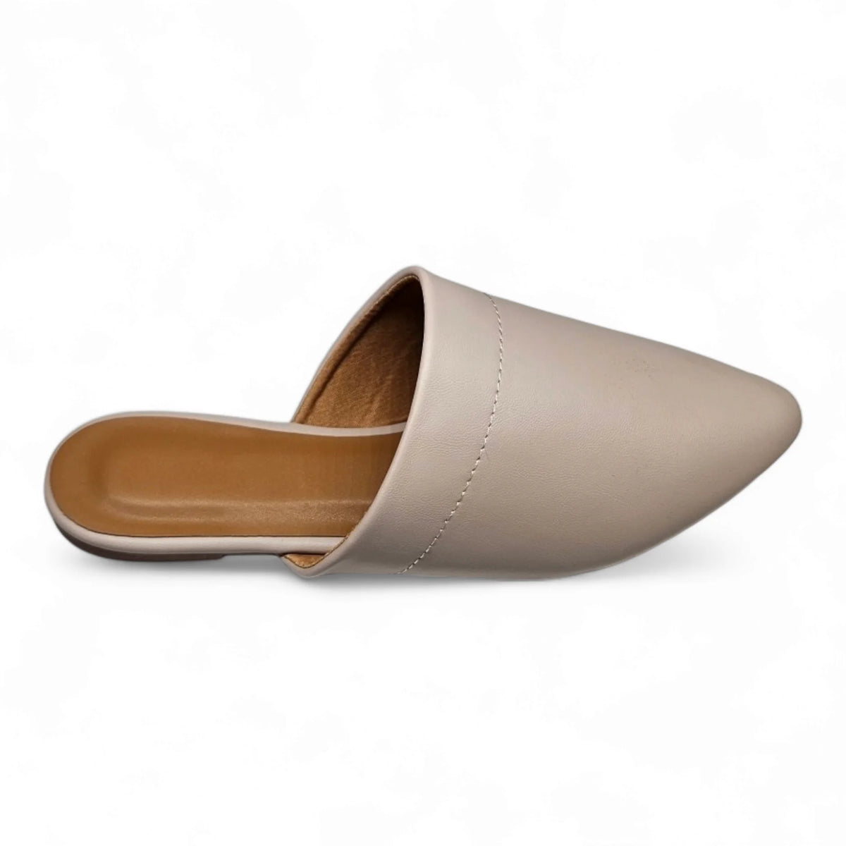 Beige leather slip-on mule with pointed toe from On The Go Mule collection