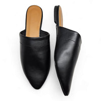 Pair of black leather pointed-toe mule shoes for On The Go Mule product