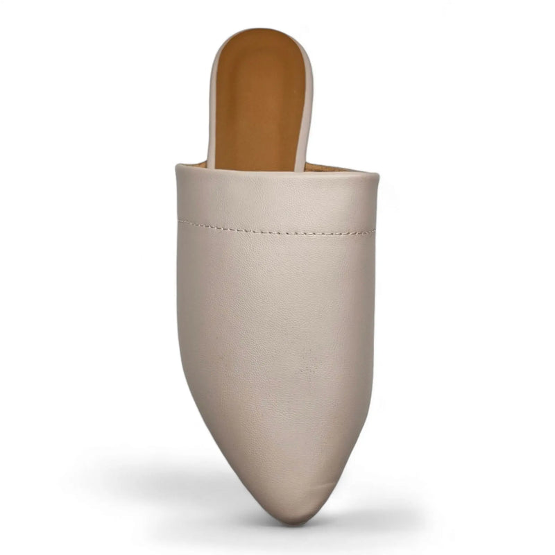 Pointed beige leather mule shoe with tan insole from On The Go Mule collection