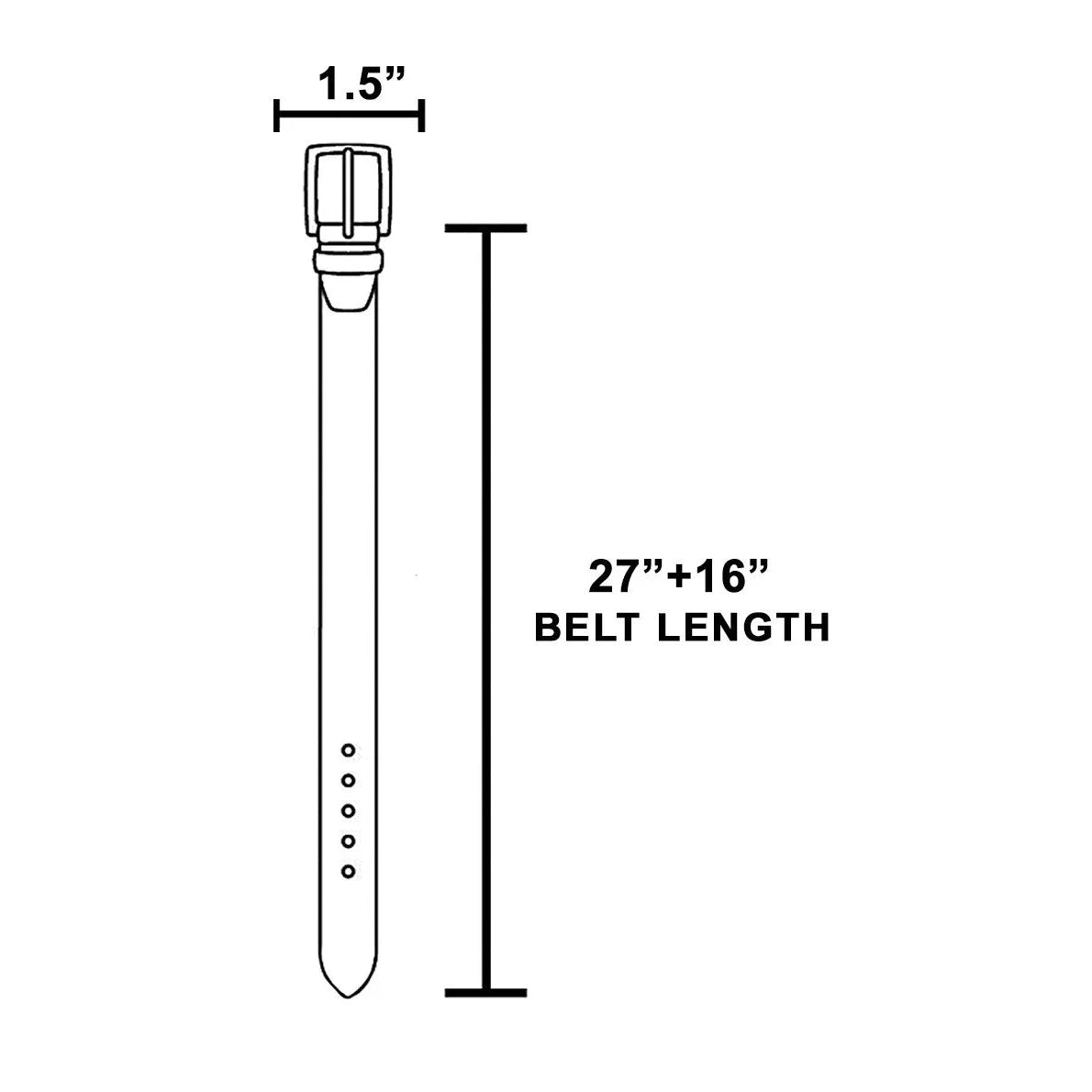 Belt with buckle and adjustment holes for Oval Concho Disc Chain Belt dimensions