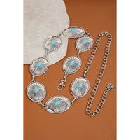 Oval Stone Stud Engraved Western Oval Chain Belt