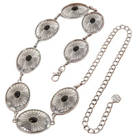 Oval Stone Stud Engraved Western Oval Chain Belt
