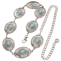 Oval Stone Stud Engraved Western Oval Chain Belt