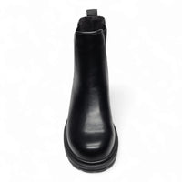 Black leather Paden Round Toe Chelsea with chunky sole for stylish comfort