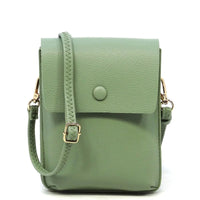 Mint green leather Pebble Flap Crossbody Bag with flap closure and gold hardware