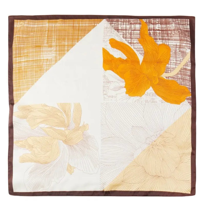 Pen Art Flower Print Scarf - Orange - SCARVES