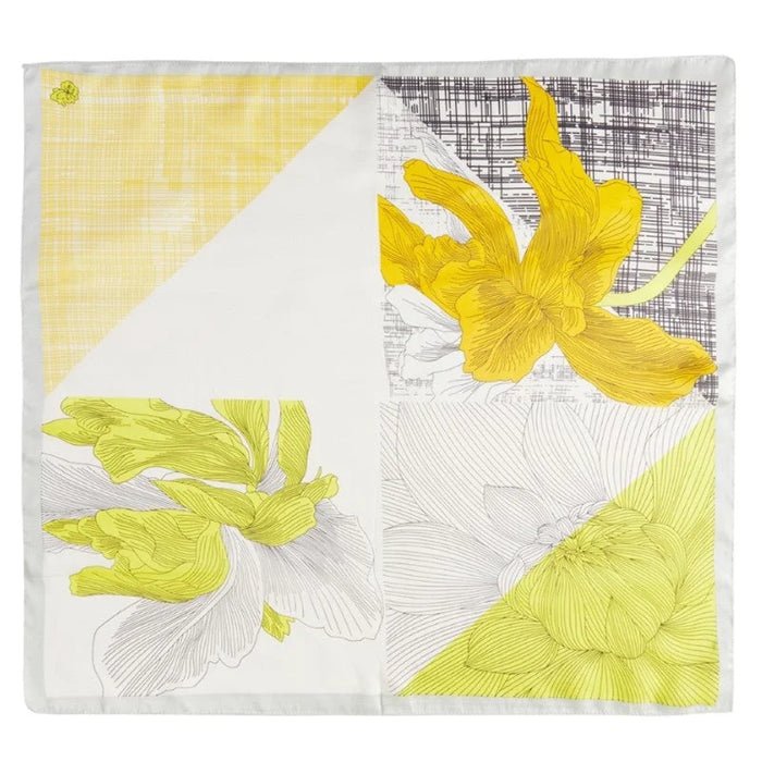 Pen Art Flower Print Scarf - Yellow
