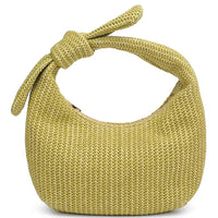 Woven design knot handle Penny Woven Design clutch bag in green