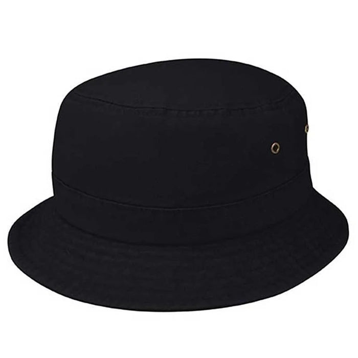 Pigment Dyed Twill Washed Bucket With a Roll Up Shape Hat - Black