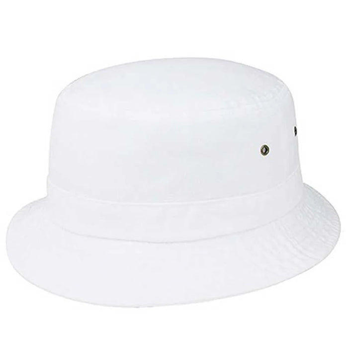 Pigment Dyed Twill Washed Bucket With a Roll Up Shape Hat - White