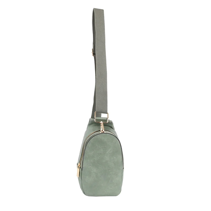 Mint green Plain Chic Zipper Sling Bag with single strap and zipper closure