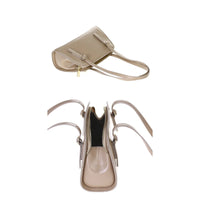 Beige leather handbag with handles and zippered compartment for Curve Design Shoulder Bag