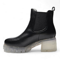 Black leather Chelsea boot with chunky transparent sole, perfect Save The Planet Bootie