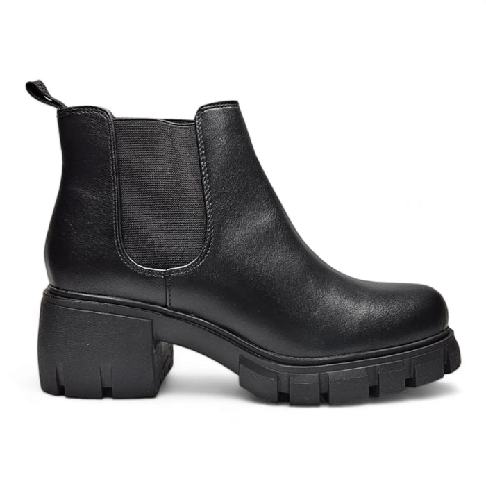 Poppy Lug Sole Slip-On Chelsea Bootie - Black