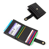 Black leather quilted weave pattern pocket card holder wallet for style and durability