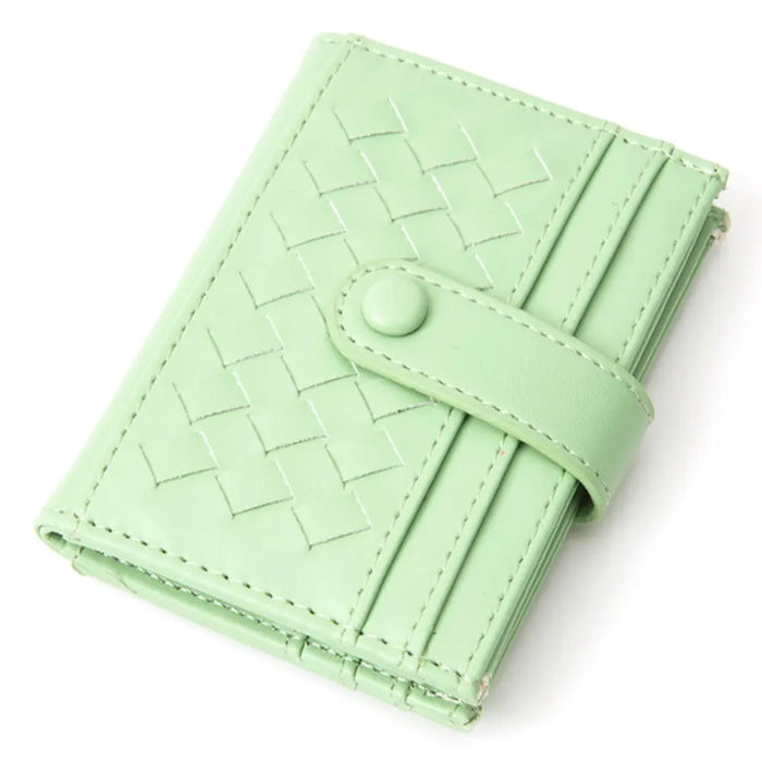 Mint green woven wallet with quilted weave pattern from Quilteds Weave Pattern Pocket Card Holder Wallet