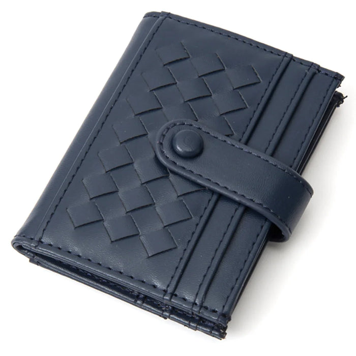 Quilted Weave Pattern Pocket Card Holder Wallet - Navy