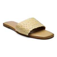 Woven straw slide sandal with a flat sole, perfect for summer - Raffia Slide