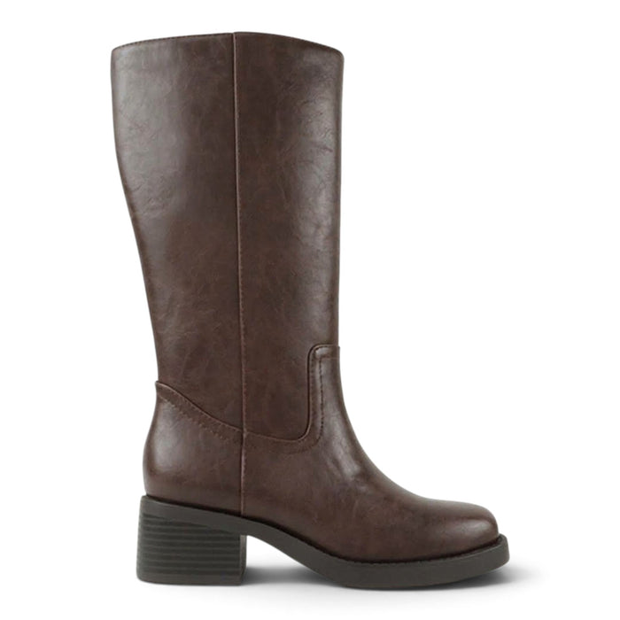 Belvin Square Toe Block Heel Tall Boot - Brown