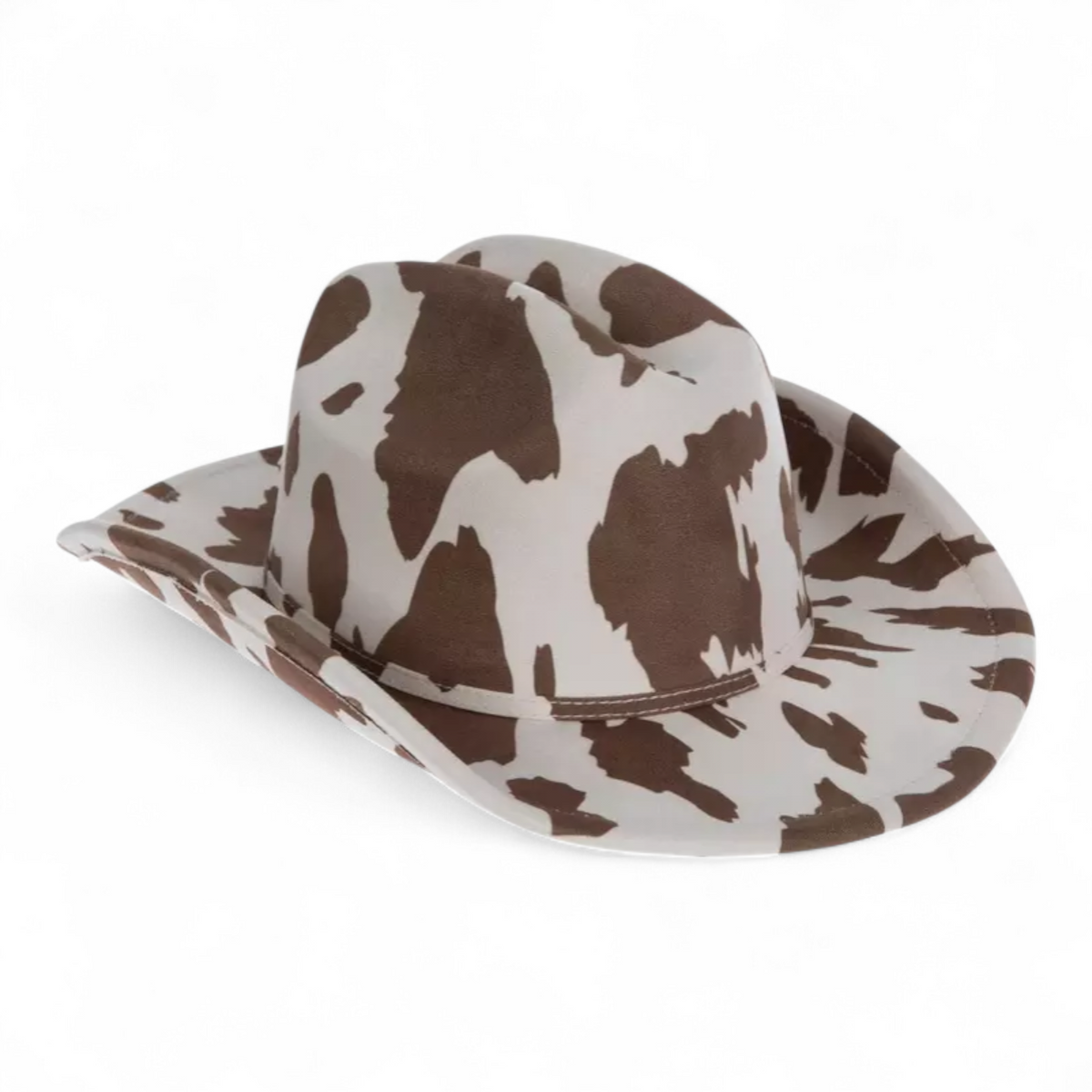 White & Brown Cow Print Cowboy Hat