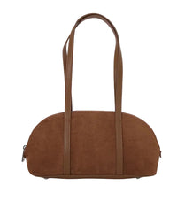 Brown handbag with a strap on a white background