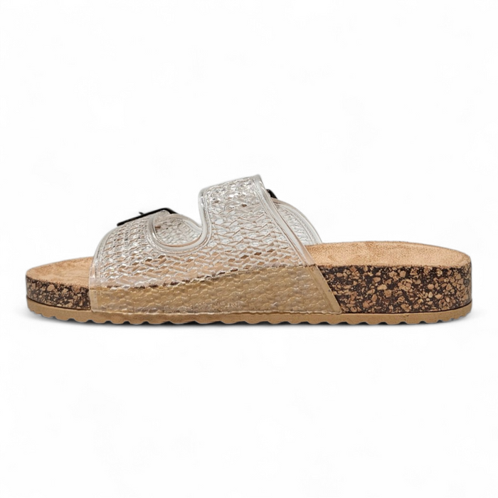 Mylove Jelly Double Buckle Band Footbed Sandals - Clear
