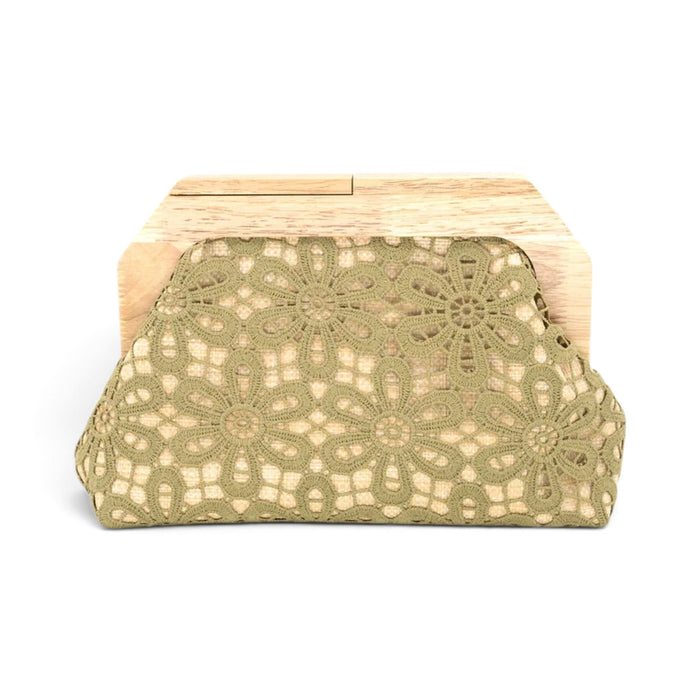 Floral Cut Terra clutch - Olive