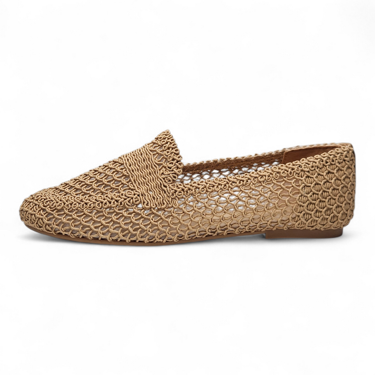 Tan Woven Comfort Slip-On Loafer on a white background