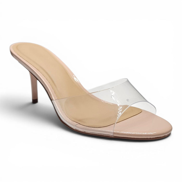 Paris One Band Open Toe Mule Heels - Nude