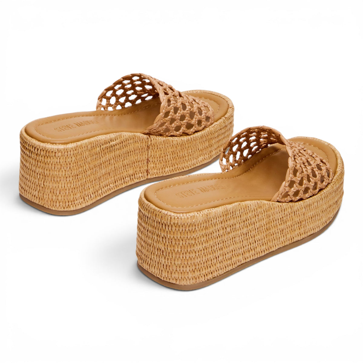 Brandy Raffia Platform Wedge Slide Sandal