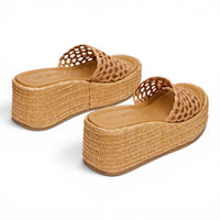 Brandy Raffia Platform Wedge Slide Sandal