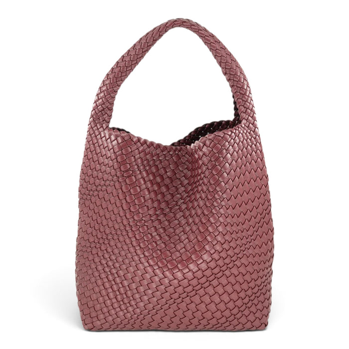 Woven Slouchy Hobo Bag - Burgundy