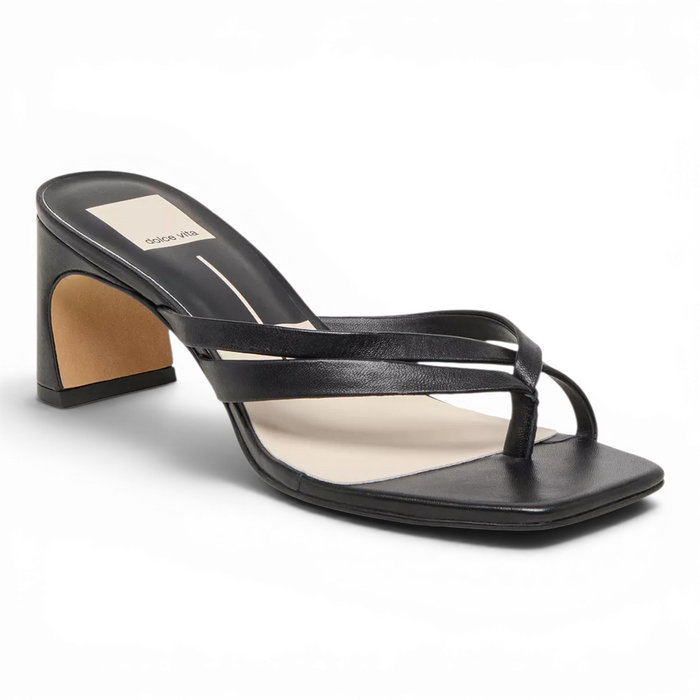 Dolce Vita Gessie Thong Heeled Sandal - Black Leather