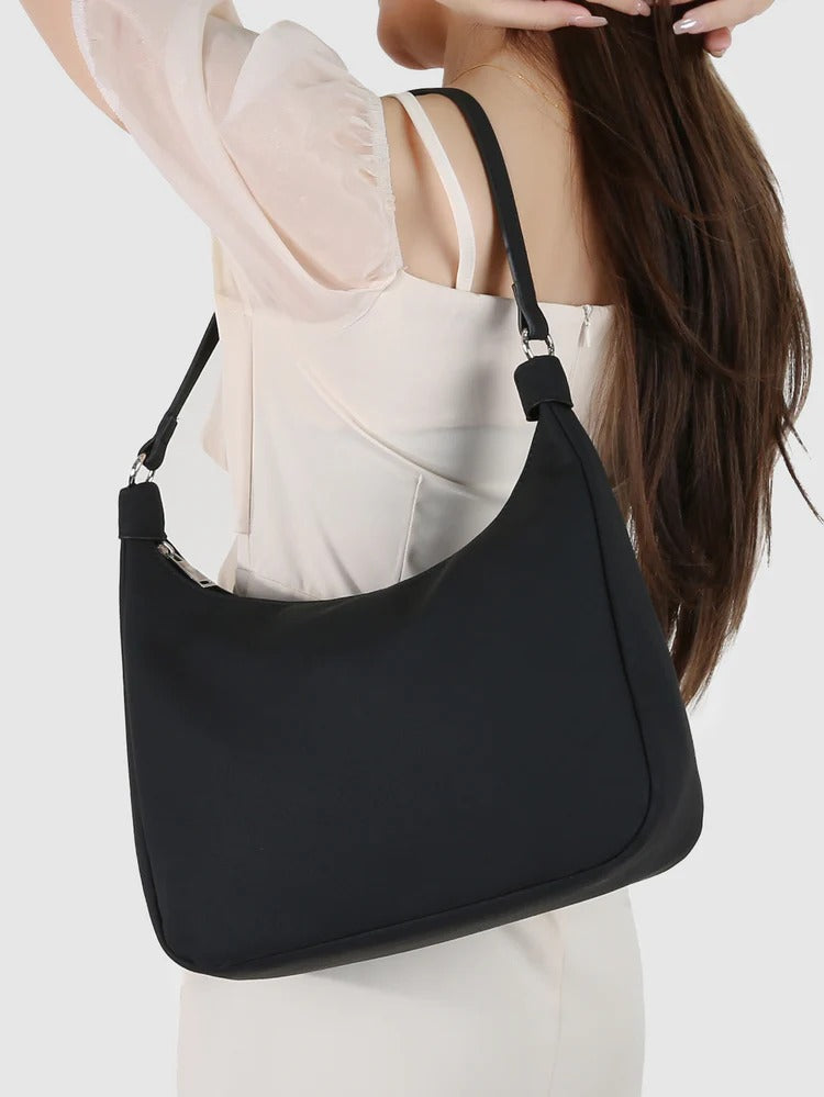 Classic Black Crescent Hobo Bag