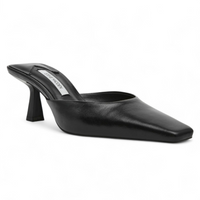 Alyse Squared-off Toe And Sculptural Flared Heel Mule